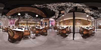 全景工装古典中式餐饮空间