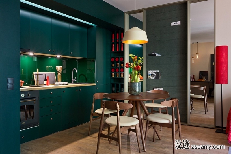 40-sqm-Apartment-Takes-Advantage-Of-Color-And-Chic-Accent-Features-1.jpg 家装参考,餐厅,现代风格,