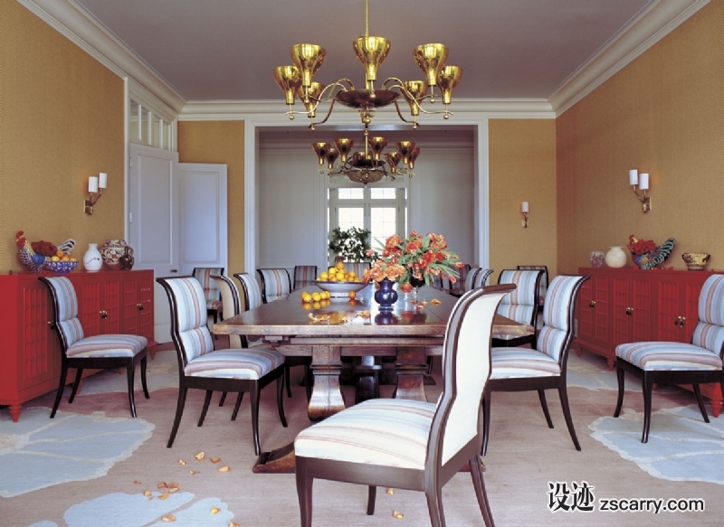 10-The+addition+of+Chinese+red+lacquered+sideboards+brings+vibrancy+to+this+modern+and+monochromatic+dining+room.+.jpg 家装参考,餐厅,传统风格,