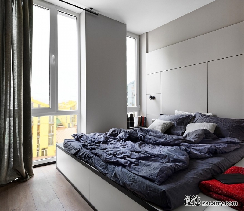 40-sqm-Apartment-Takes-Advantage-Of-Color-And-Chic-Accent-Features-9.jpg 家装参考,卧室,现代风格,