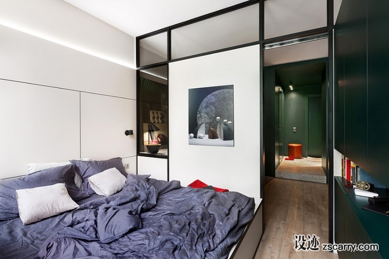 40-sqm-Apartment-Takes-Advantage-Of-Color-And-Chic-Accent-Features-11.jpg 家装参考,卧室,现代风格,