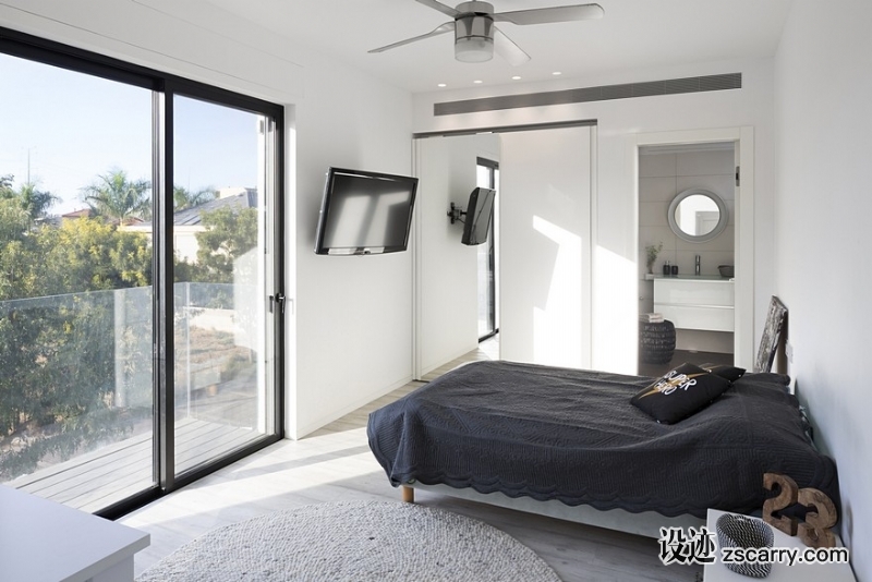 L-Shaped-Home-Organized-Around-a-Central-Steel-Staircase-15.jpg 家装参考,卧室,现代风格,