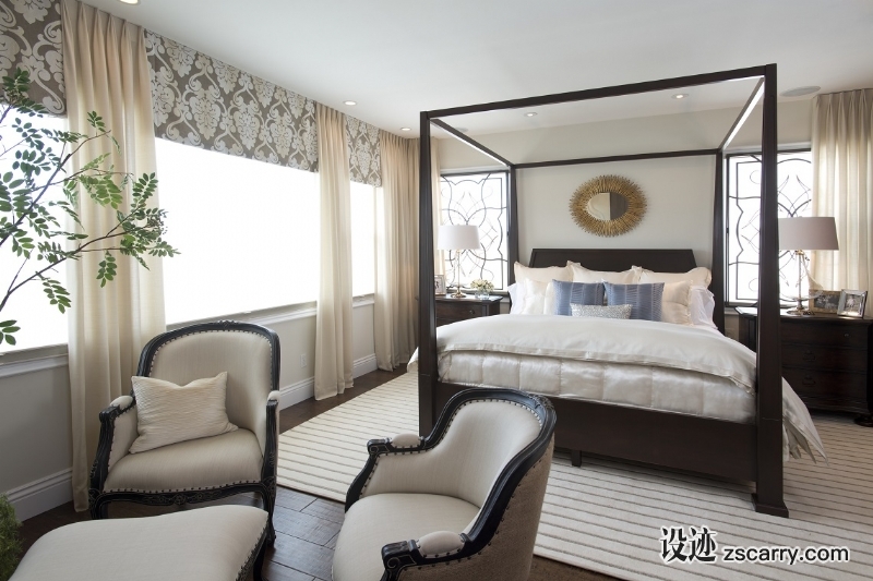 vibrant-transitional-family-home-bedroom1-robeson-design-4.jpg 家装参考,卧室,简欧风格,