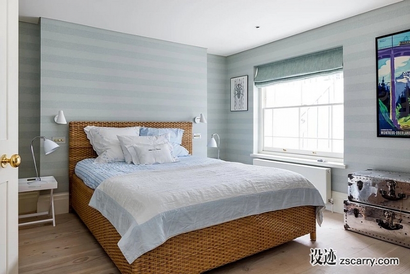 Blue-House-London-Georgian-House-Features-an-Eclectic-Mix-of-Old-and-New-9.jpg 家装参考,卧室,乡村风格,