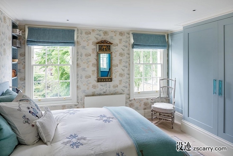 Blue-House-London-Georgian-House-Features-an-Eclectic-Mix-of-Old-and-New-18.jpg 家装参考,卧室,乡村风格,