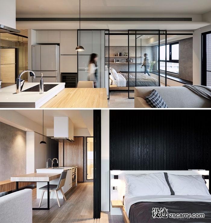 modern-sliding-glass-doors-separate-sleeping-corner.jpg 家装参考,特殊,小户型,