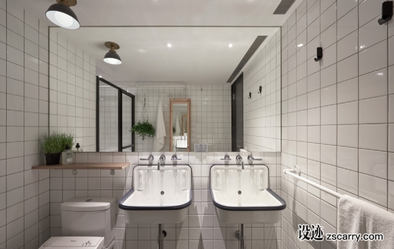 small-bathroom-mirrors-white-tiles.jpg 局部参考,卫浴元素,洗手台（独立式）,