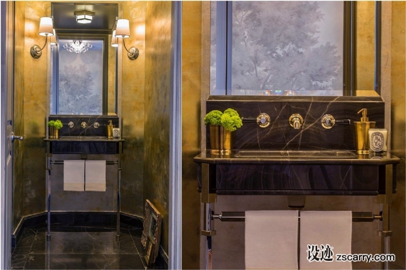 gramercy-park-bennett-leifer-powder-room.jpg 局部参考,卫浴元素,浴缸（独立式）,