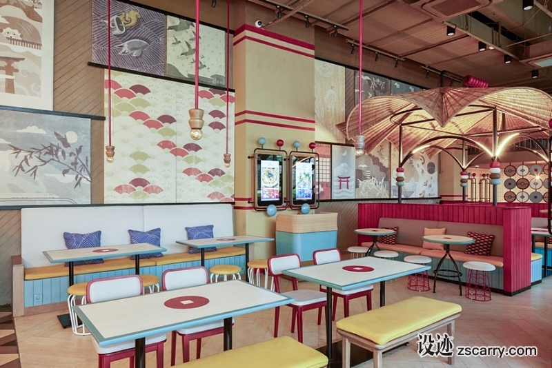 Gyoza-Bar-is-a-Fusion-of-Japanese-Comic-Graphics-with-Eye-Popping-Colors-2.jpg 工装参考,餐饮空间,简餐吧,