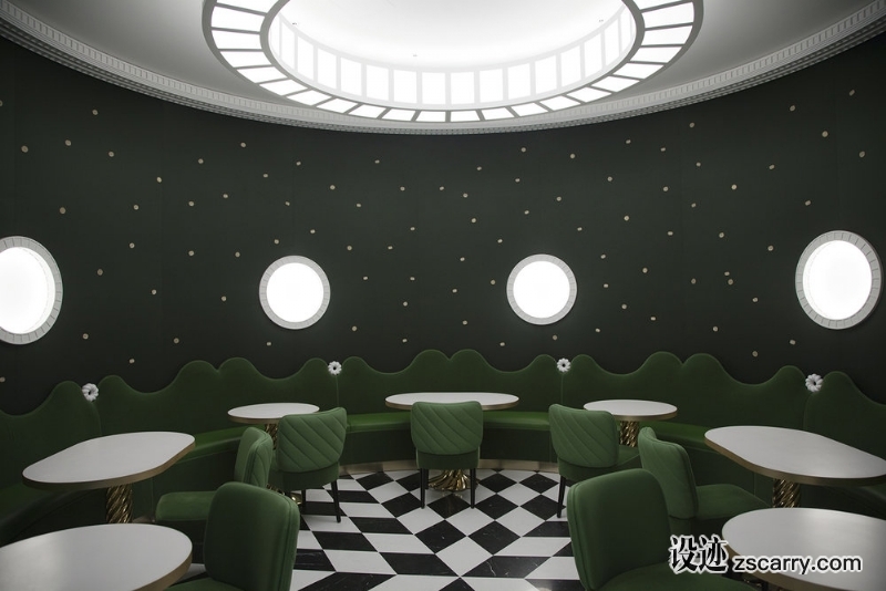 Ladurée+patisserie+Geneva+checkered+floor.jpg 工装参考,餐饮空间,餐位(卡座),