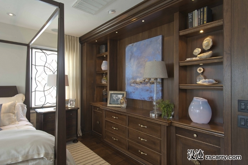 vibrant-transitional-family-home-bedroom1-robeson-design-8.jpg 局部参考,硬装元素,书架壁龛,