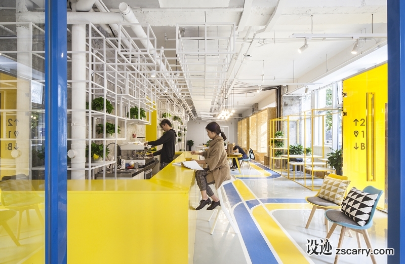 MAT_We_coworking_1F_view_from_retail.jpg 局部参考,天花,原始裸露,