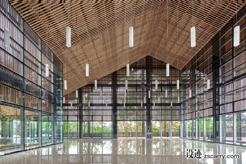 18梅驿广场游客中心室内（存在建筑）.jpg 局部参考,天花,栅格,