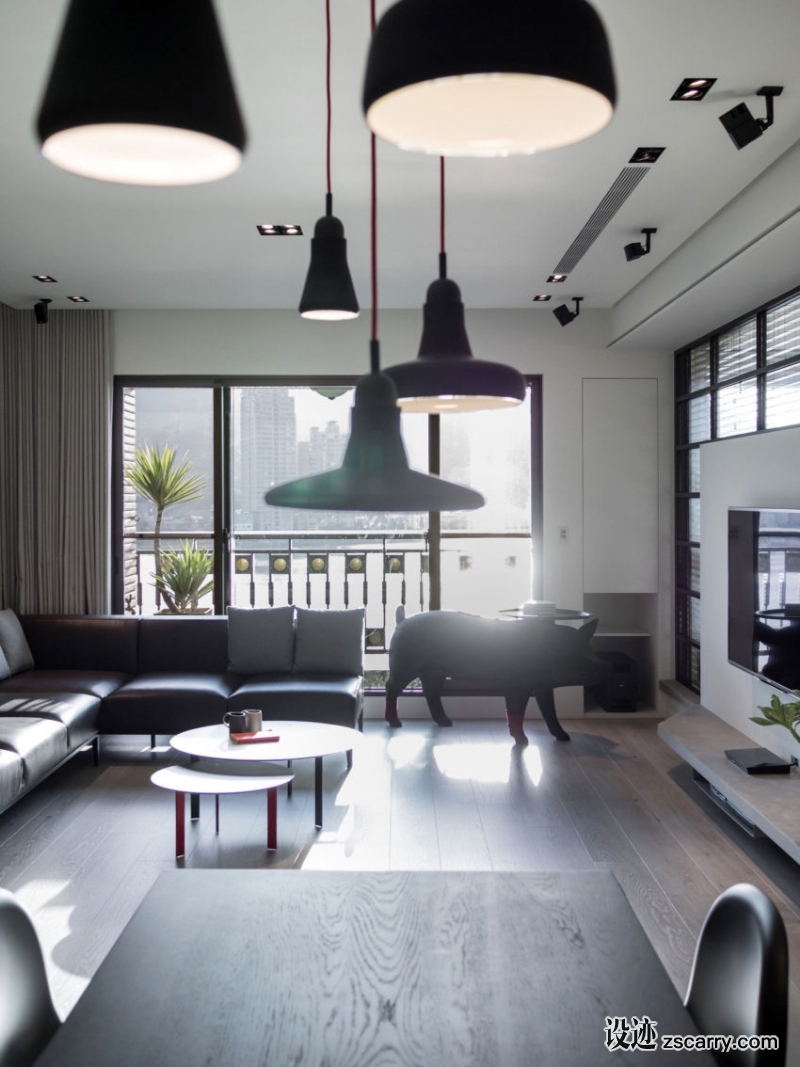 Apartment-overlooking-the-river-in-Taipei-05-850x1134.jpg 软装参考,客厅搭配,现代气氛,