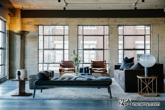 loft-los-angeles-showing-assortment-woods-textures-metal-finishes-visually-warm-soften-space-03-696x464.jpg 软装参考,客厅搭配,现代气氛,