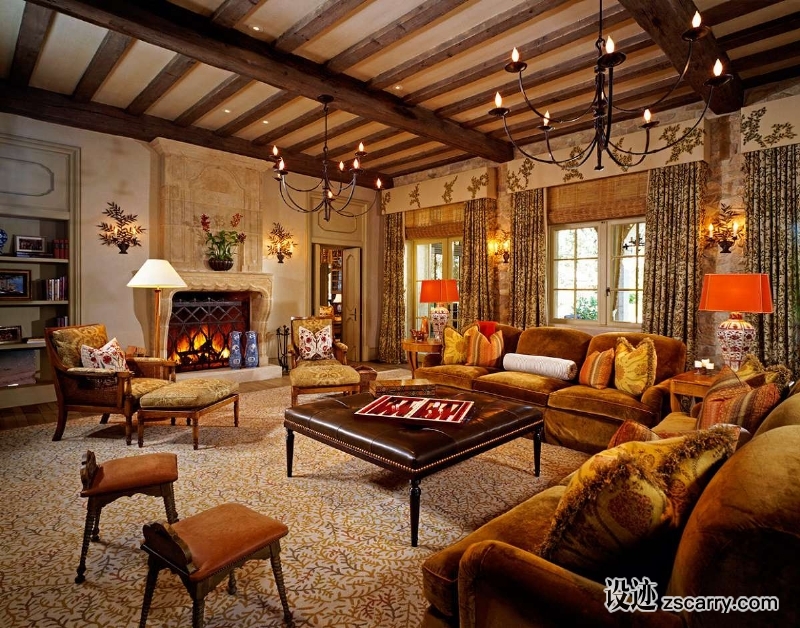 Beverly-park-family-room.jpg 软装参考,客厅搭配,乡村气氛,