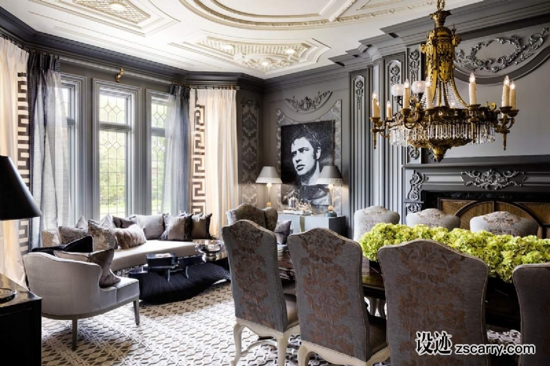 lori-morris-eclectic-luxury-design-manor-dining-room.jpg 软装参考,餐厅搭配,传统气氛,