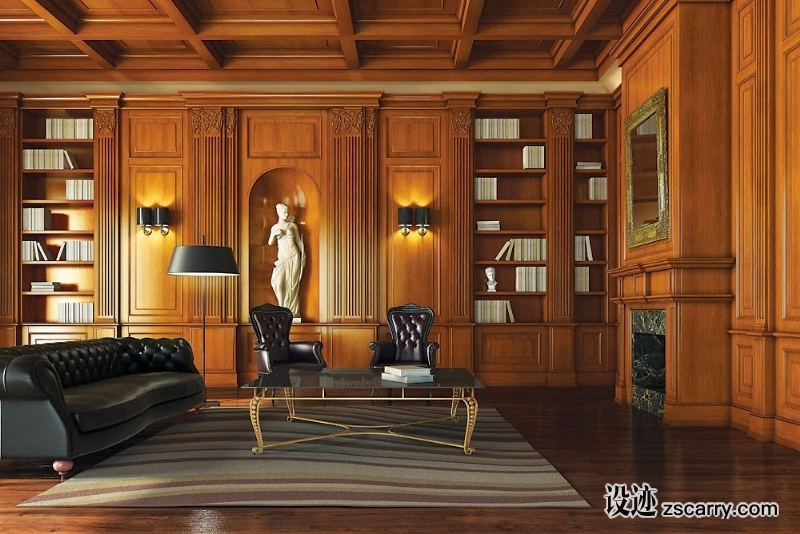 library-sigegold-boiserie.jpg 软装参考,书房搭配,现代气氛,