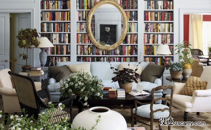 01-Adding+the+owners+library+into+their+Bedford+living+room+reflects+a+very+personal+and+human+response+to+design+and+comfort.+.jpg 软装参考,书房搭配,传统气氛,