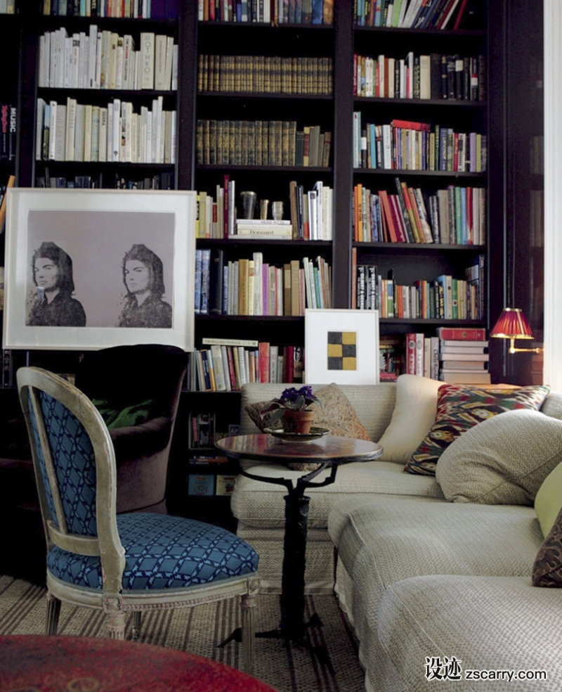 03-Ebony+lacquer+brings+a+crisp,+modern+architectural+component+to+this+glorious+library.+.jpg 软装参考,书房搭配,传统气氛,