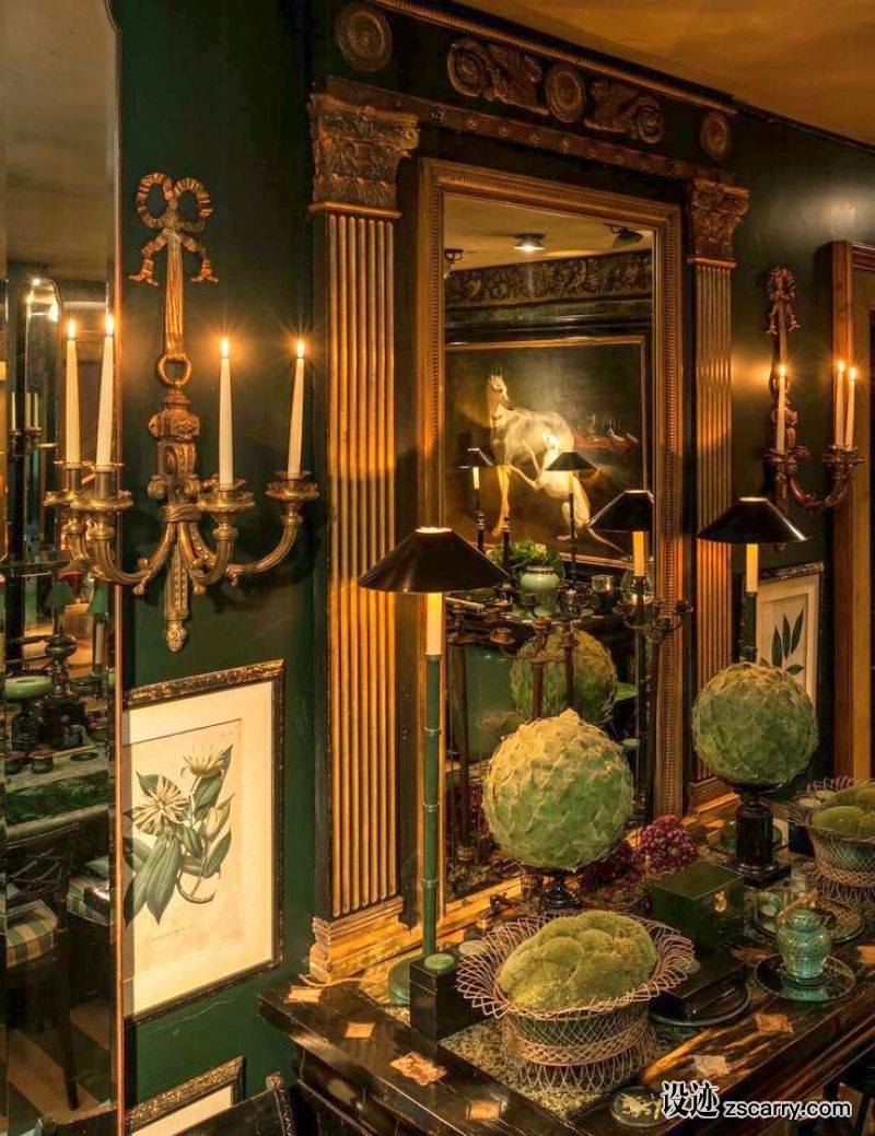 green-interior-design-inspiration-anouska-hempel-wiltshire-manor-c.jpg 软装参考,饰品陈列,长桌摆设,