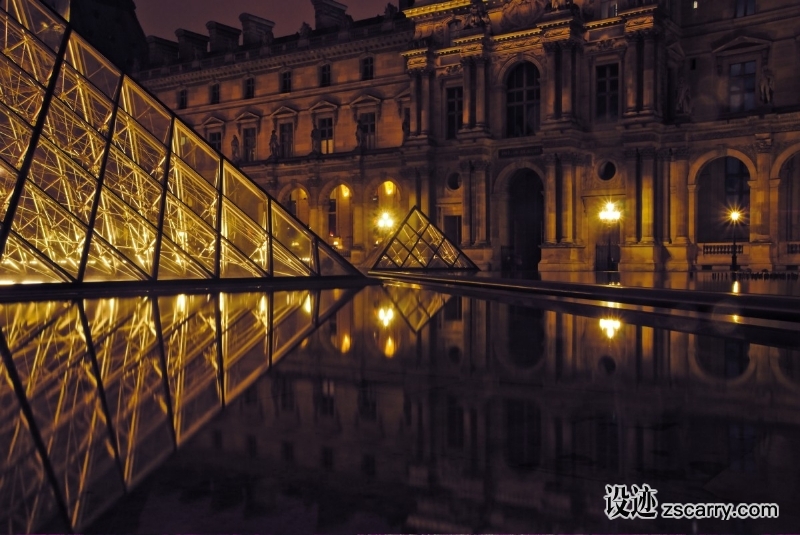 longexposure_paris_reflection_water_lamp_night_louvre_geometry-326740.jpg 方案配图,国家元素,法国,