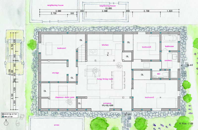 House_NI_1Fplan.jpg 参考素材,平面布局,别墅,