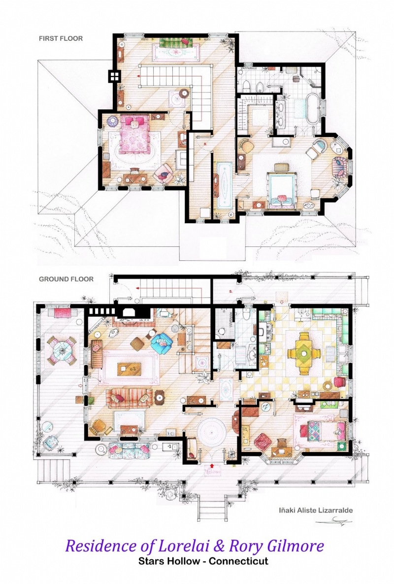 house_of_lorelai_and_rory_gilmore___floorplans_by_nikneuk-d5to28r.jpg 参考素材,平面布局,别墅,