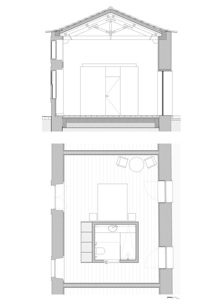 PROD_-_Paço_Vitorino_Hotel_-South_wing_room_plan_and_section.jpg 参考素材,平面布局,酒店客房,