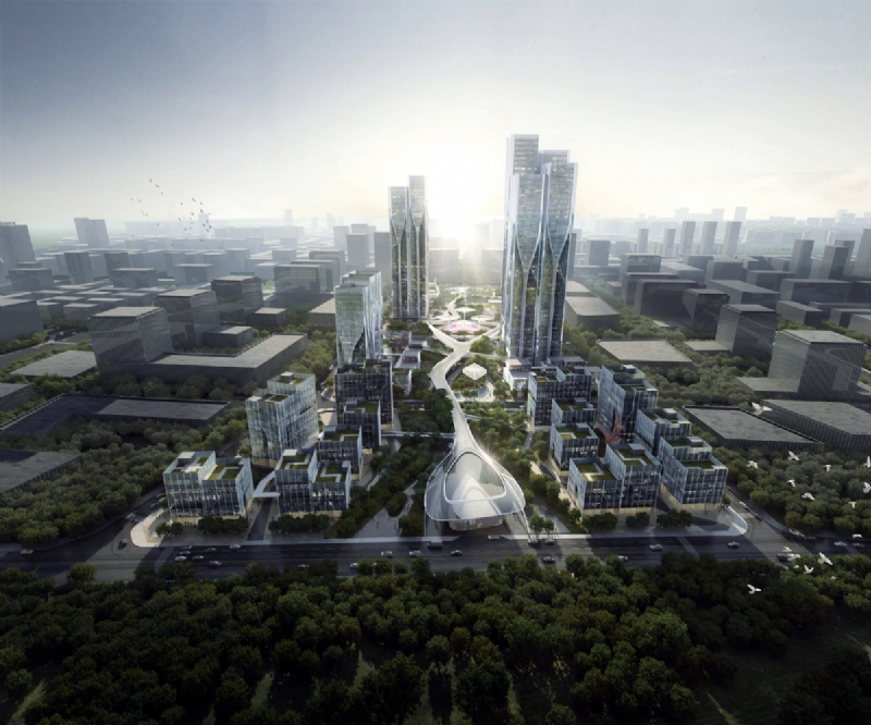 Vanke_Tianfu_Cloud_City__by_Aedas_2.jpg 参考素材,方案表现,鸟瞰渲染,