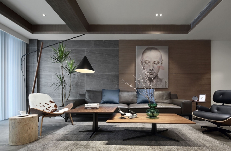 北岩设计_叠墅_静 观_276㎡（2017） (4).jpg 家装参考,客厅,沙发背景墙,