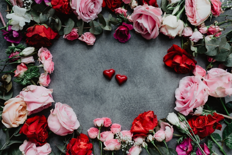 kaboompics_Composition of flowers, two hearts.jpg 参考素材,灵感来源,色彩搭配,