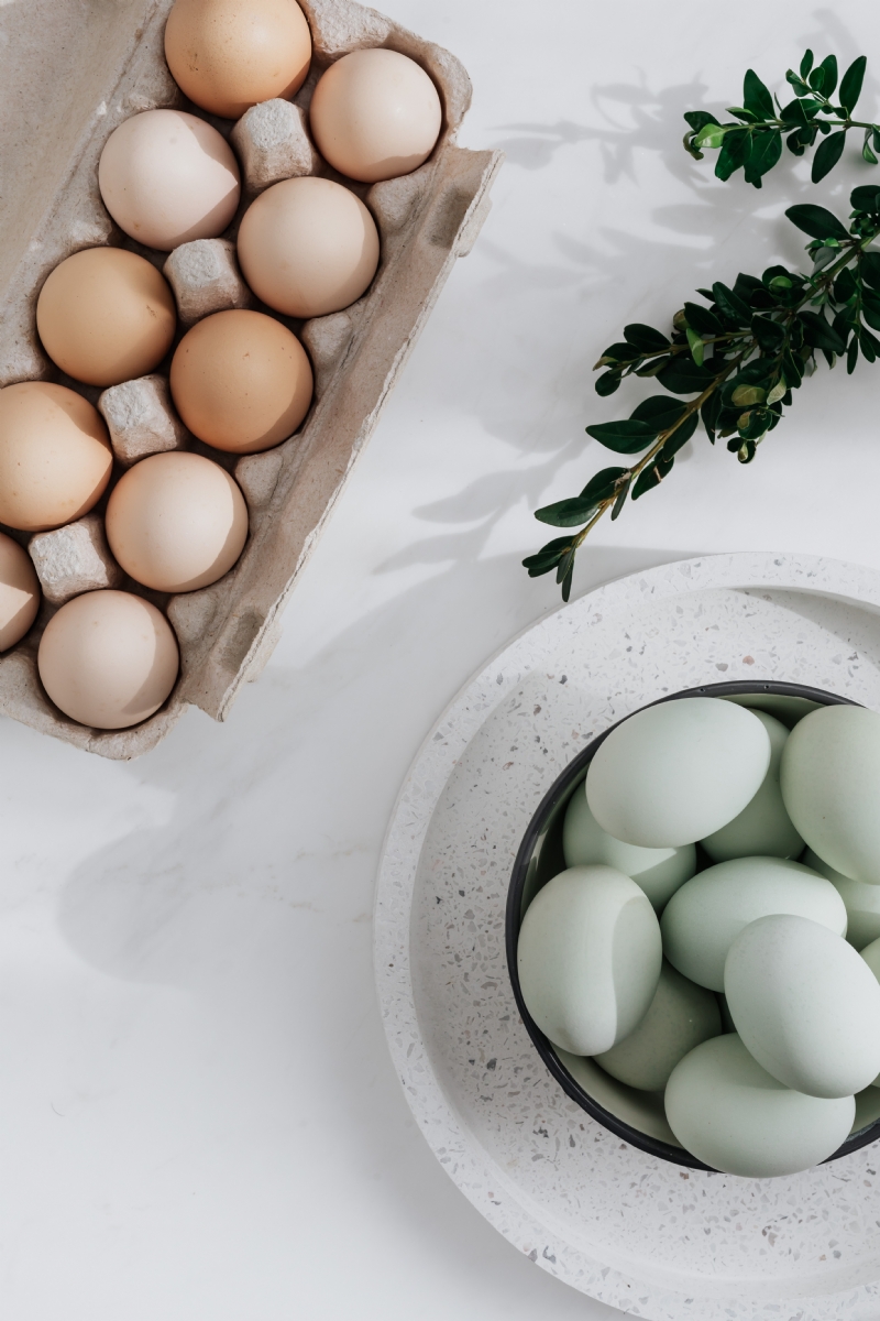 kaboompics_Easter flat lay with green eggs on a white marble.jpg 参考素材,灵感来源,色彩搭配,