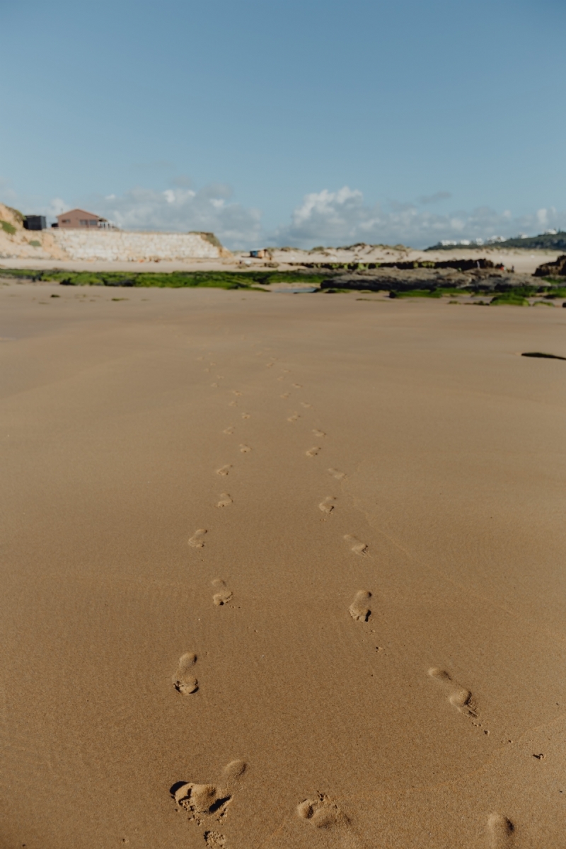 kaboompics_Footprints on a sandy beach, Portugal.jpg 方案配图,色彩意境,褐色,